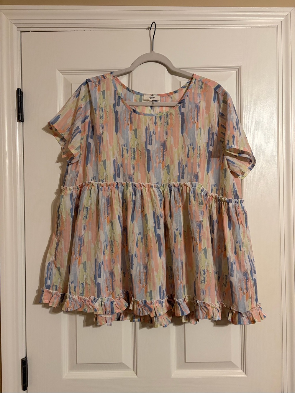 entro Pastel Watercolor Ruffle Blouse - Multicolor